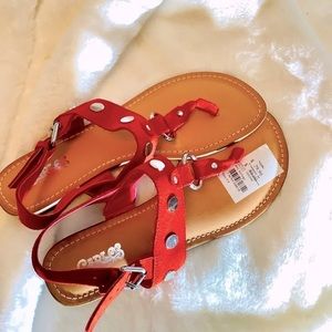 NWT Carlos By Carlos Santana Women's 7.5 Talley Wedge Crimson Red Sandals‎